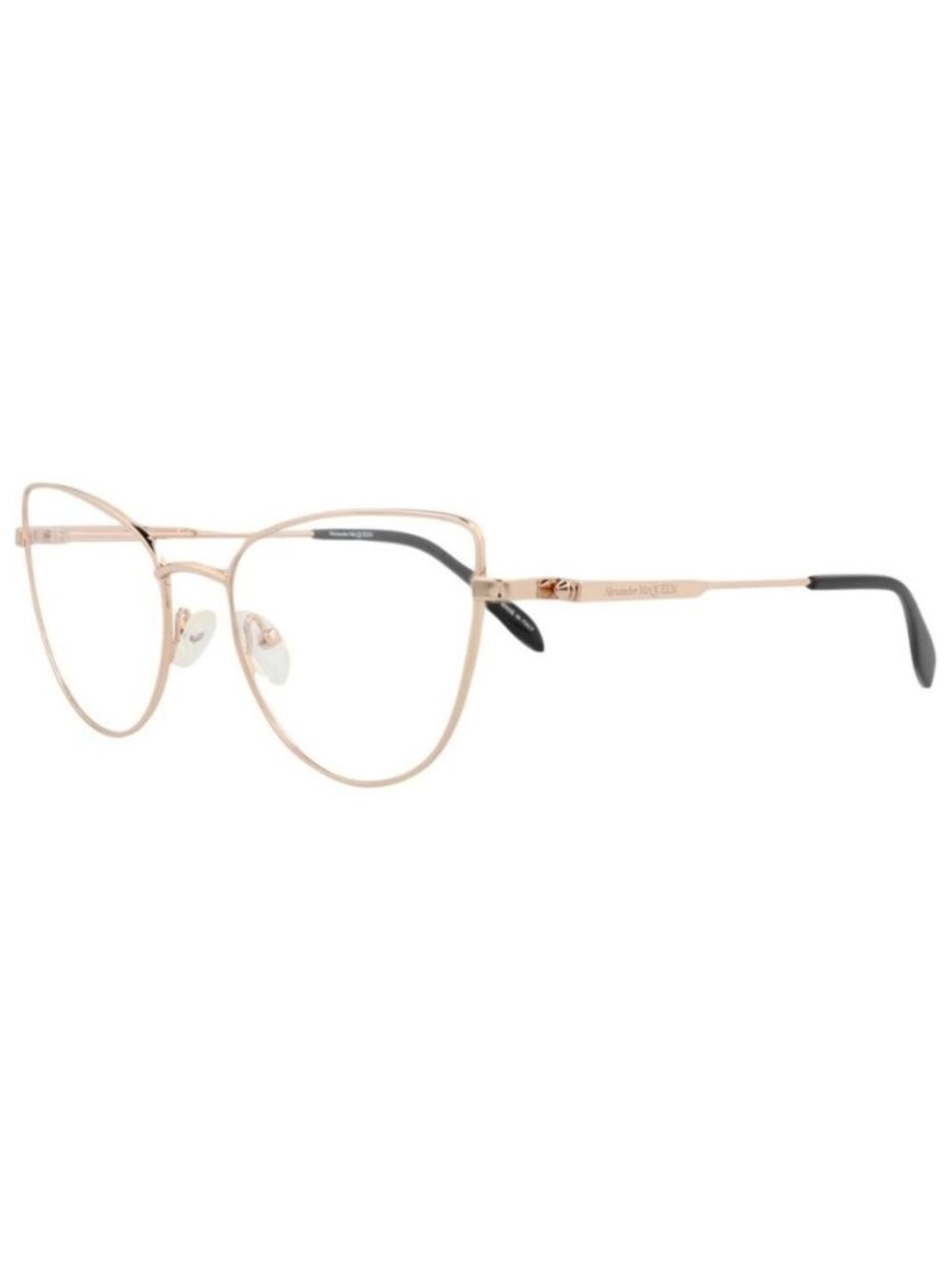 New Alexander McQueen Womens Cat Eye Gold Gold Transparent Fashion Designer Eyeg